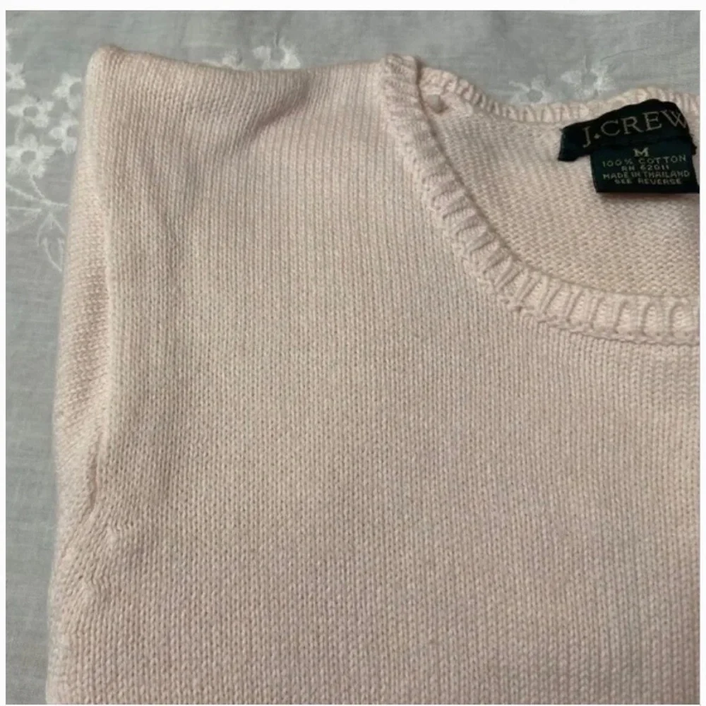 Vintage J Crew Pale Pink Cotton Crew Neck Sweater; Short Sleeves; Perfect; Med - Picture 5 of 11